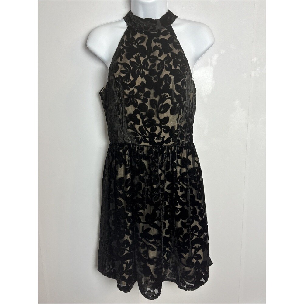 Ark & Co Womens Velvet Floral Burnout Black Midi Dress S Fairygoth Wedding Guest